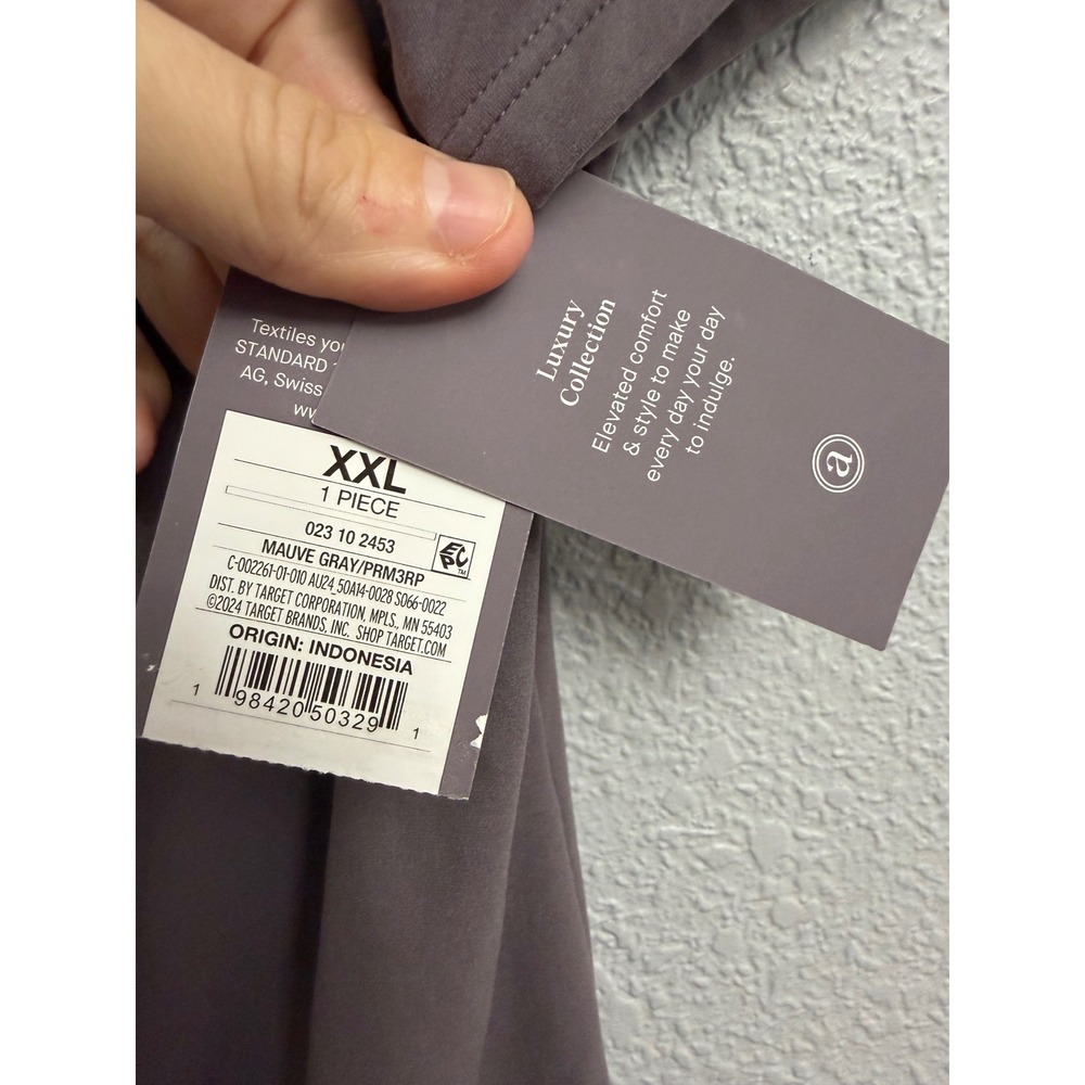 Auden Luxe Stretch Fully Lined Bodysuit Mauve Gray XXL Short Sleeve Crew Neck - Picture 3 of 10